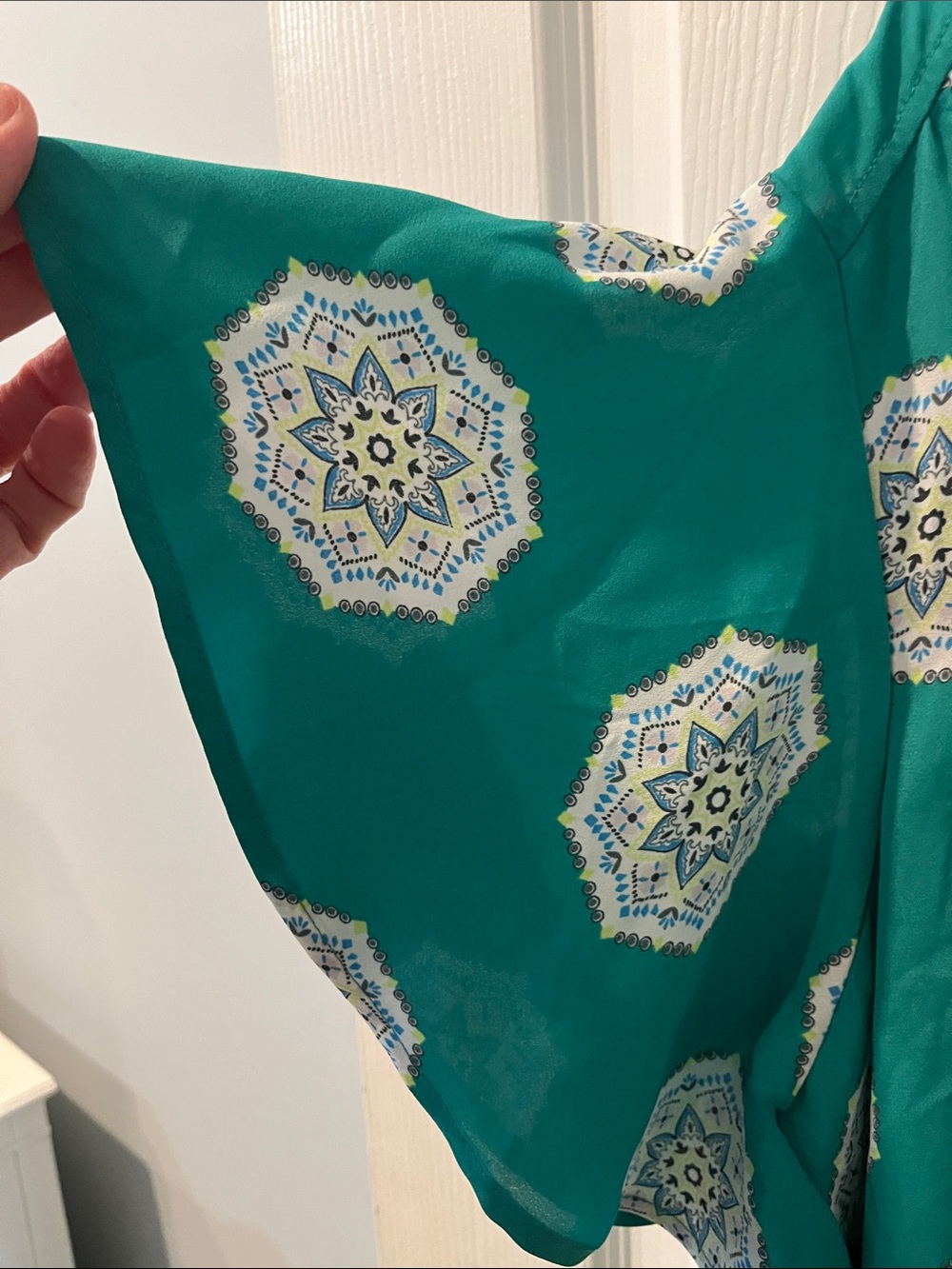 LOFT Teal Medallion Flutter Sleeve Tunic - Picture 5 of 7